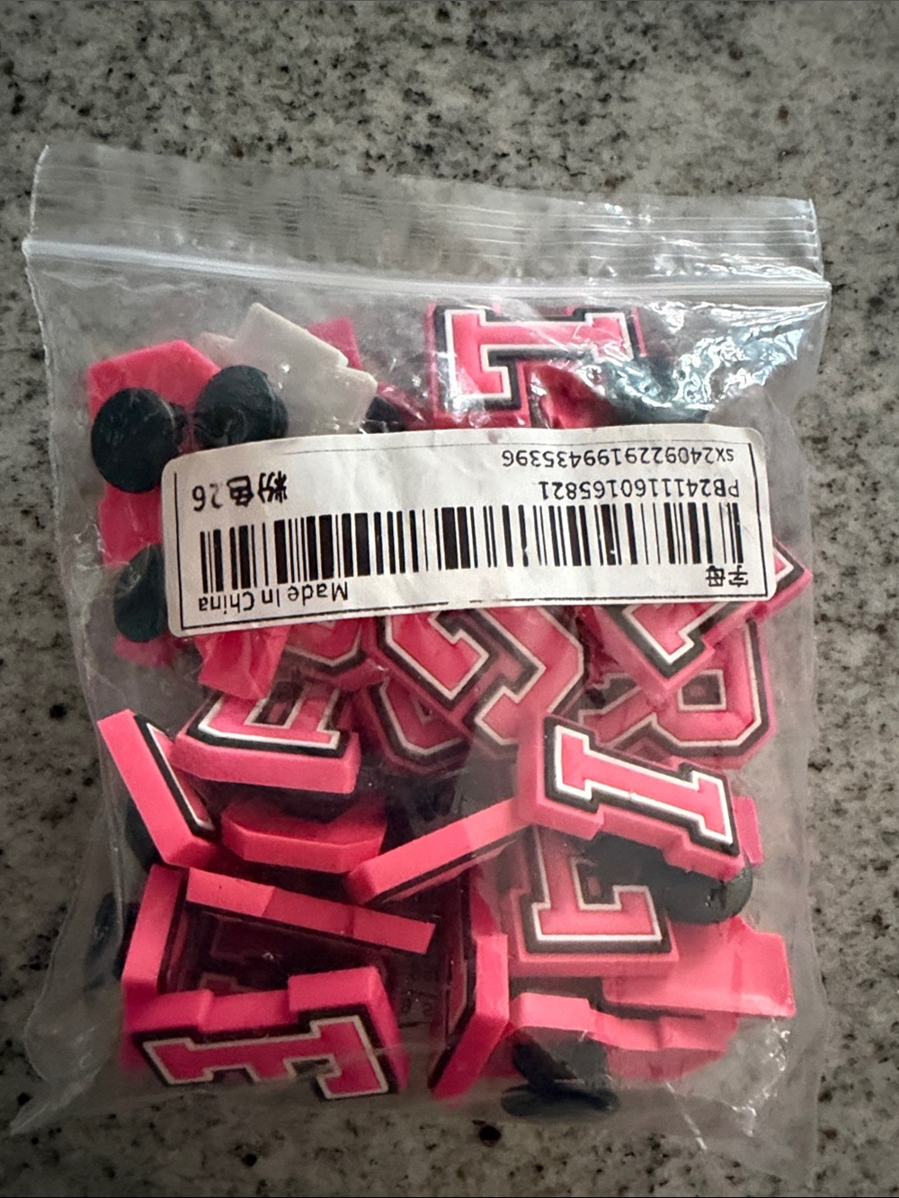 Pink Letter croc Shoe Charms - 20 Pack